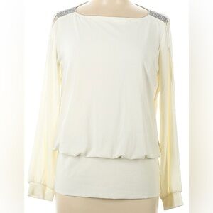 MSK Cream Blouse with Embellished Shoulders